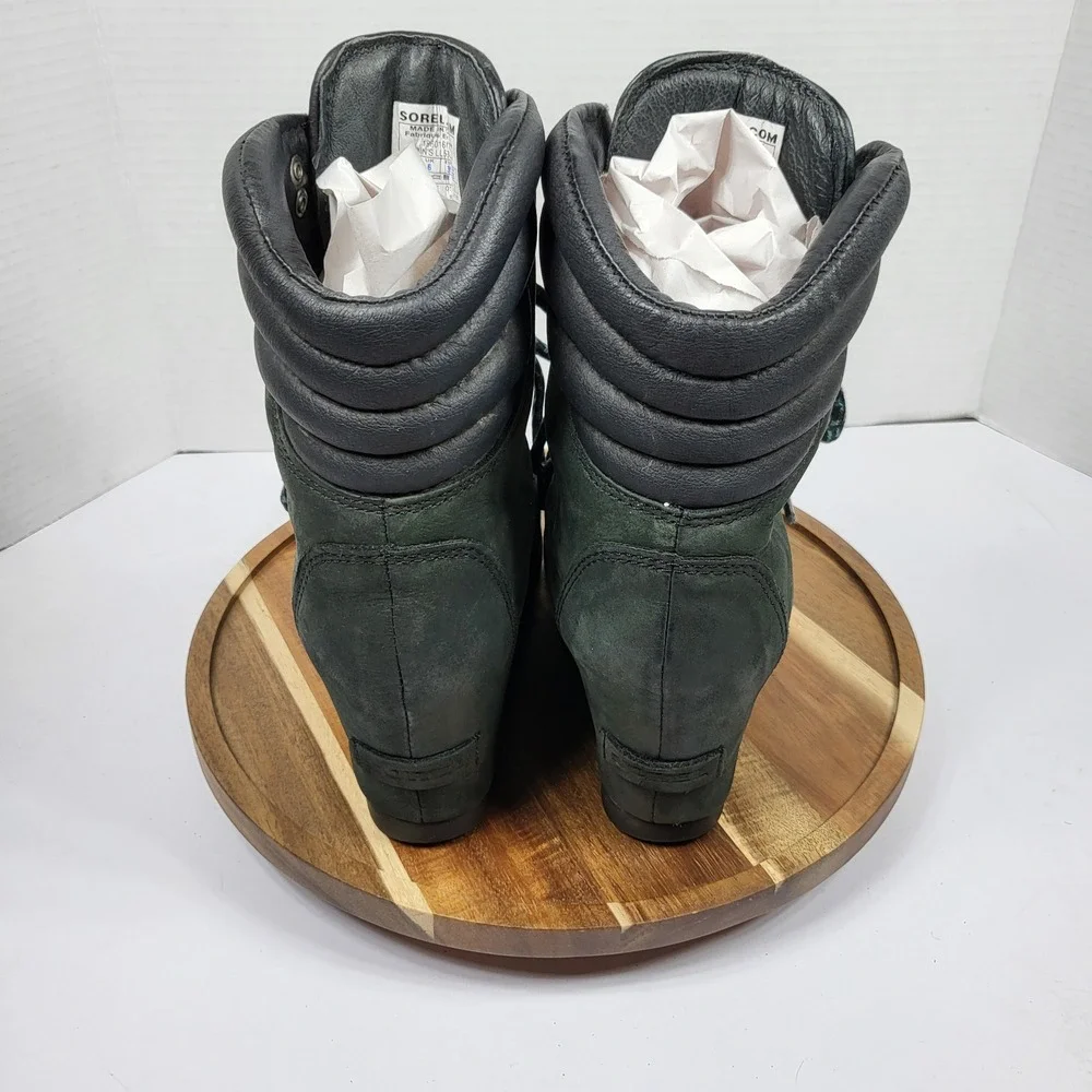Sorel Joan of Arctic Wedge II Women 8 Green Waterproof Nubuck‎ LL5333-011
